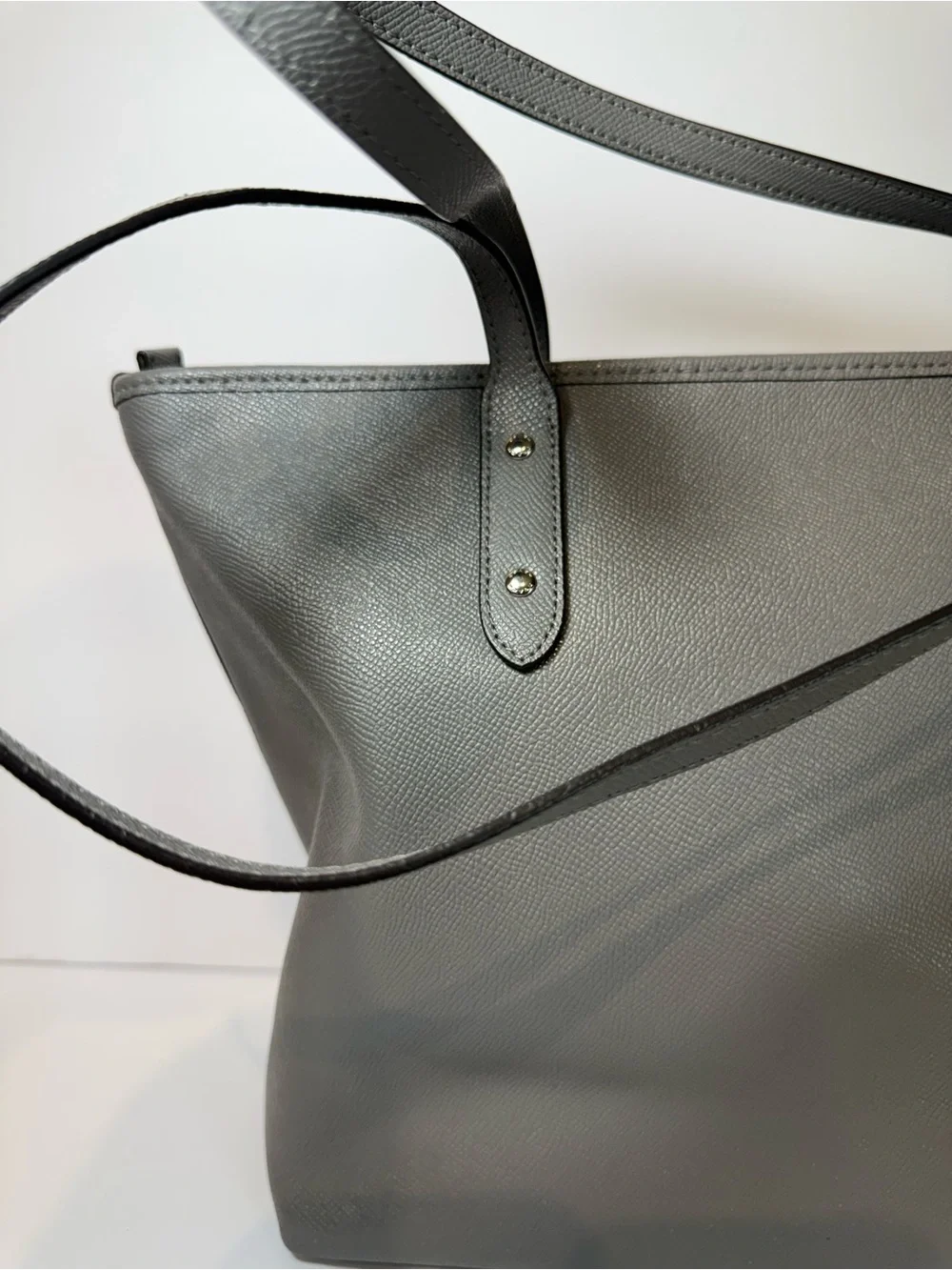 Coach NY Authentic Crossgrain Leather City Zip Tote Handbag F58846 Grey